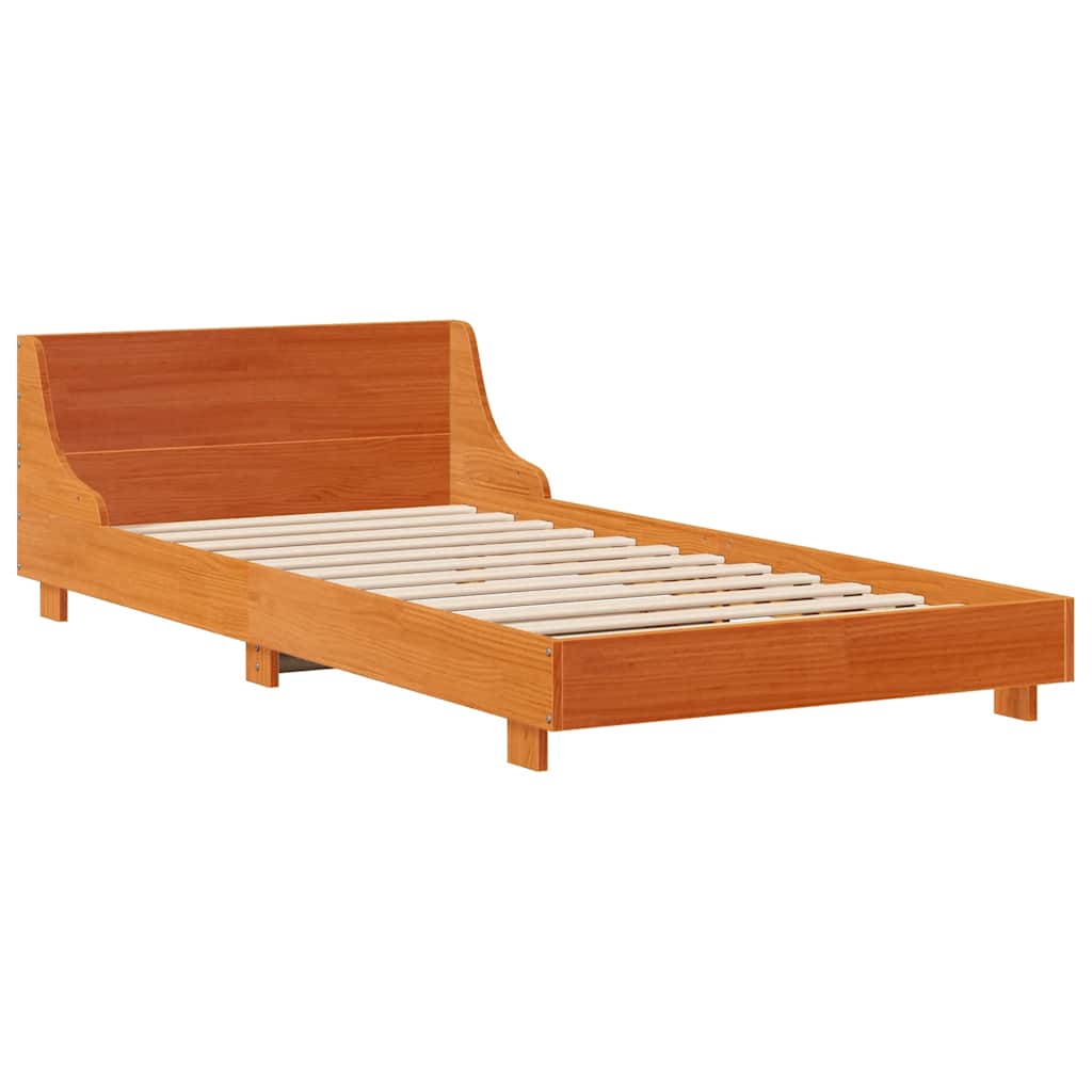 Bedframe zonder matras massief grenenhout wasbruin 90x190 cm – afbeelding 3