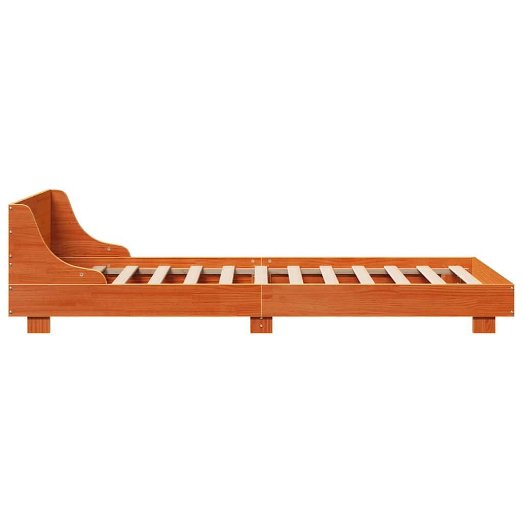 Bedframe zonder matras massief grenenhout wasbruin 90x190 cm – afbeelding 5