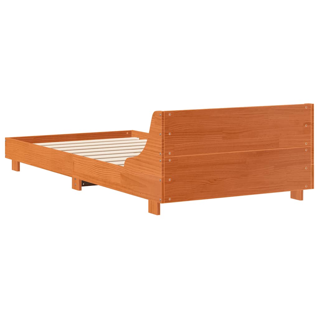 Bedframe zonder matras massief grenenhout wasbruin 90x190 cm – afbeelding 6