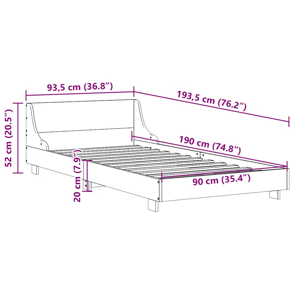 Bedframe zonder matras massief grenenhout wasbruin 90x190 cm – afbeelding 9