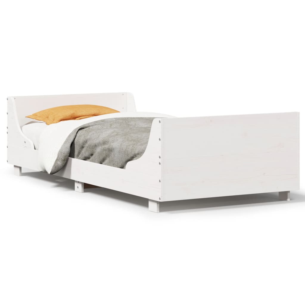 Bedframe zonder matras massief grenenhout wit 90x200 cm – afbeelding 2