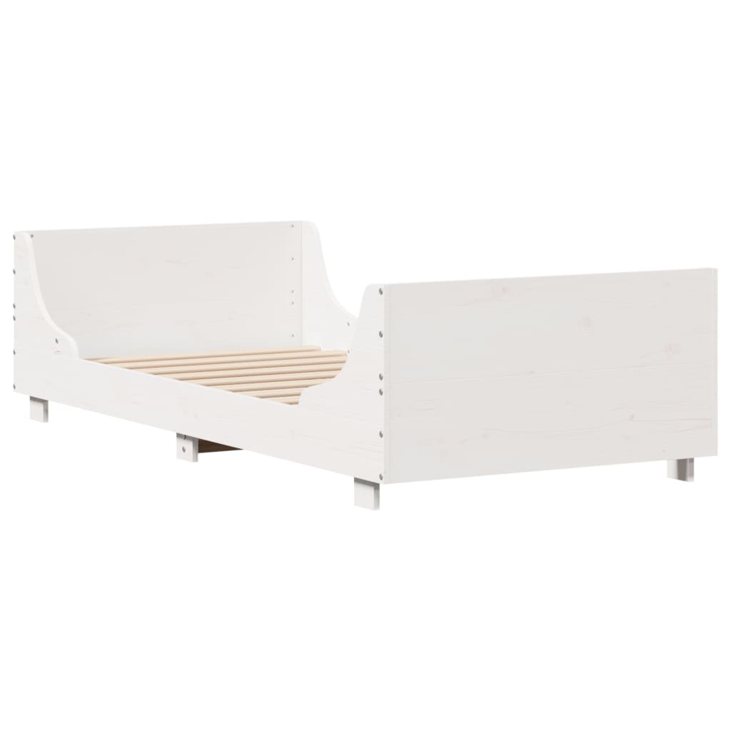 Bedframe zonder matras massief grenenhout wit 90x200 cm – afbeelding 3