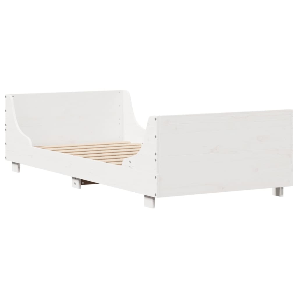 Bedframe zonder matras massief grenenhout wit 90x200 cm – afbeelding 6