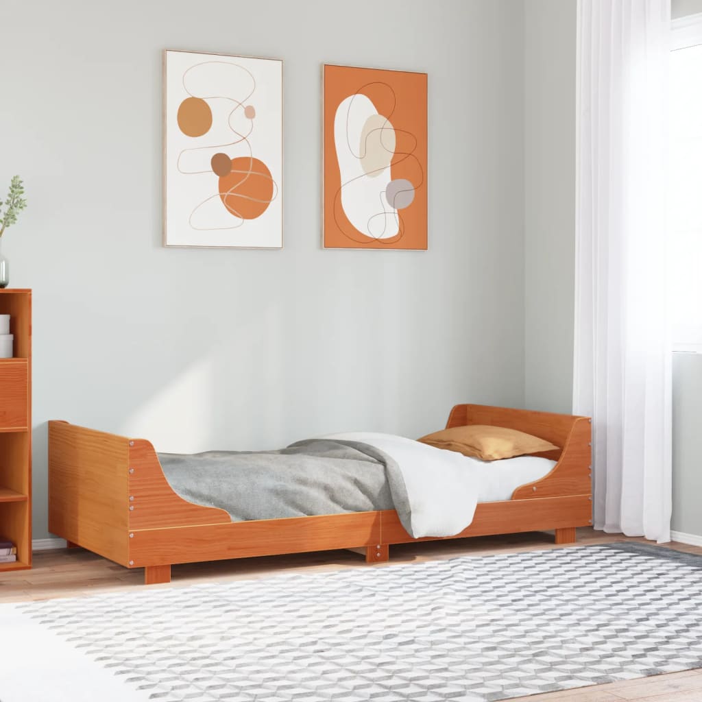 Bedframe zonder matras massief grenenhout wasbruin 90x200 cm – afbeelding 1