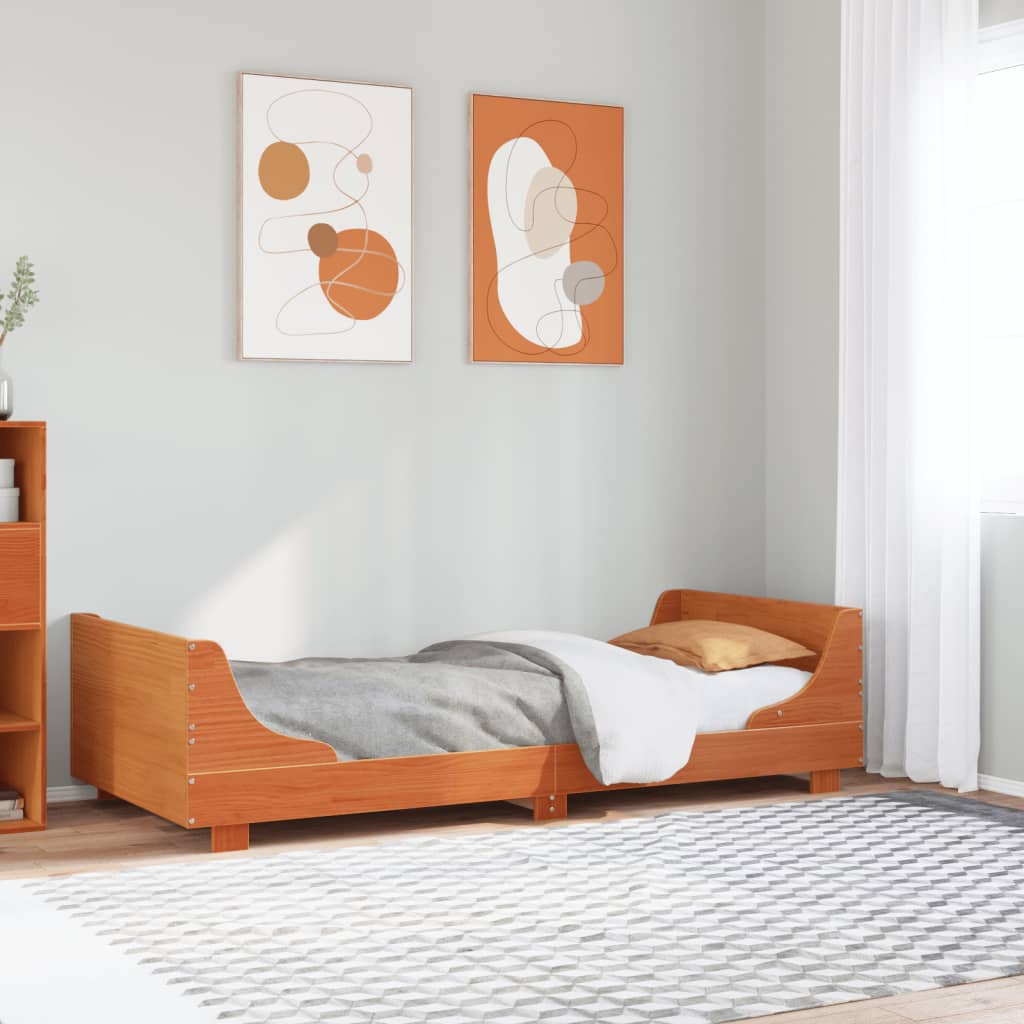 Bedframe zonder matras massief grenenhout wasbruin 90x190 cm – afbeelding 1