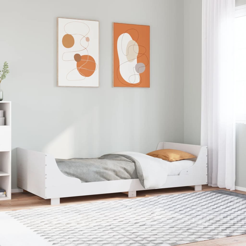 Bedframe zonder matras massief grenenhout wit 75x190 cm – afbeelding 1