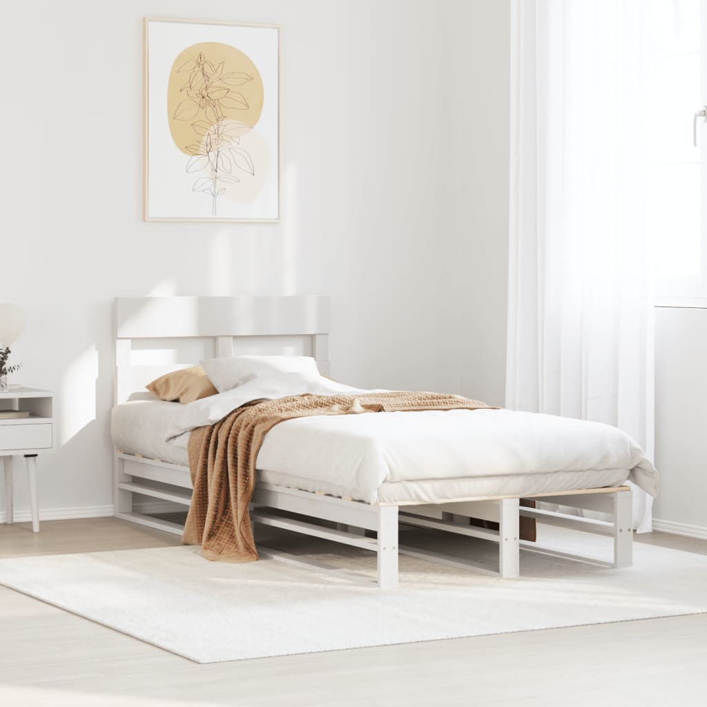 Bedframe zonder matras massief grenenhout wit 90x190 cm – afbeelding 1