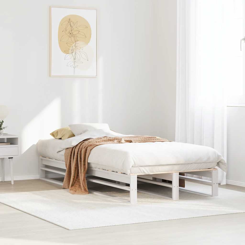 Bedframe zonder matras massief grenenhout wit 90x200 cm – afbeelding 1