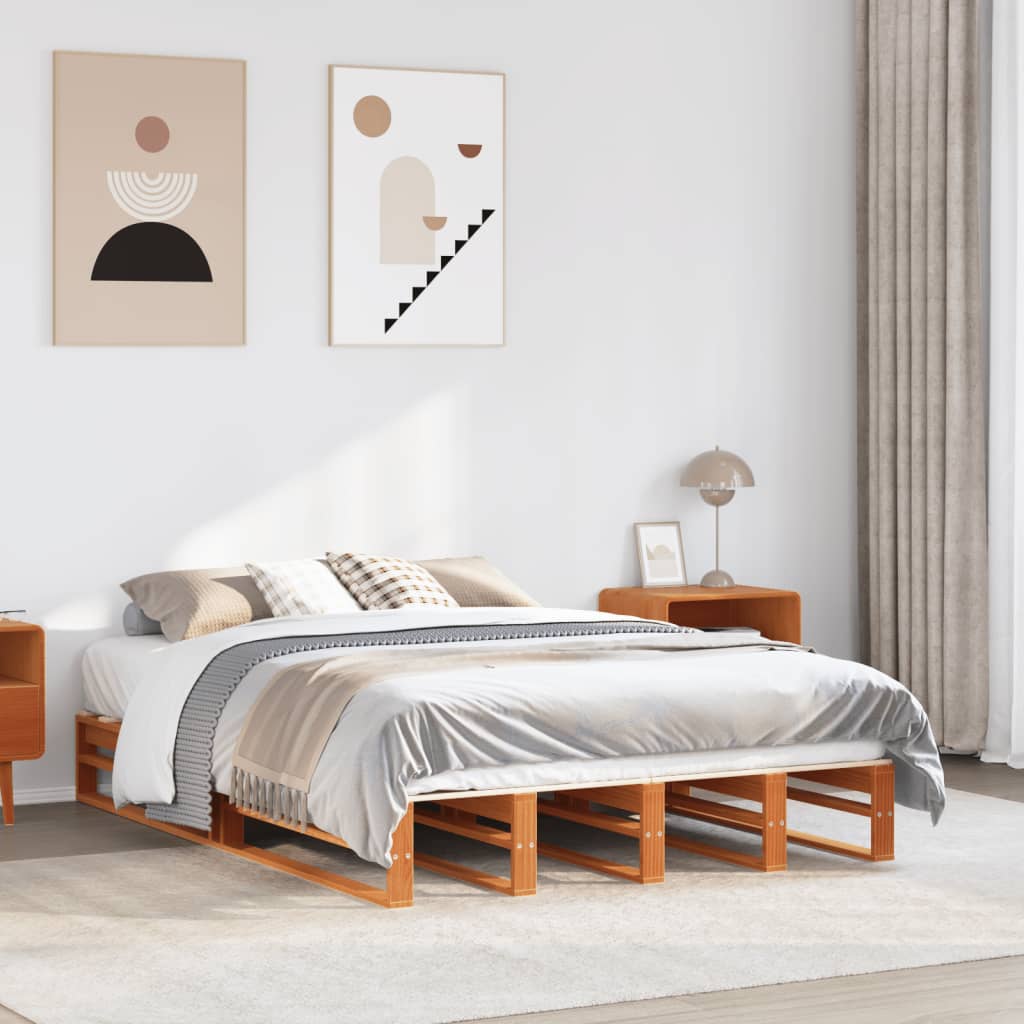 Bedframe zonder matras massief grenenhout wasbruin 120x200 cm – afbeelding 1