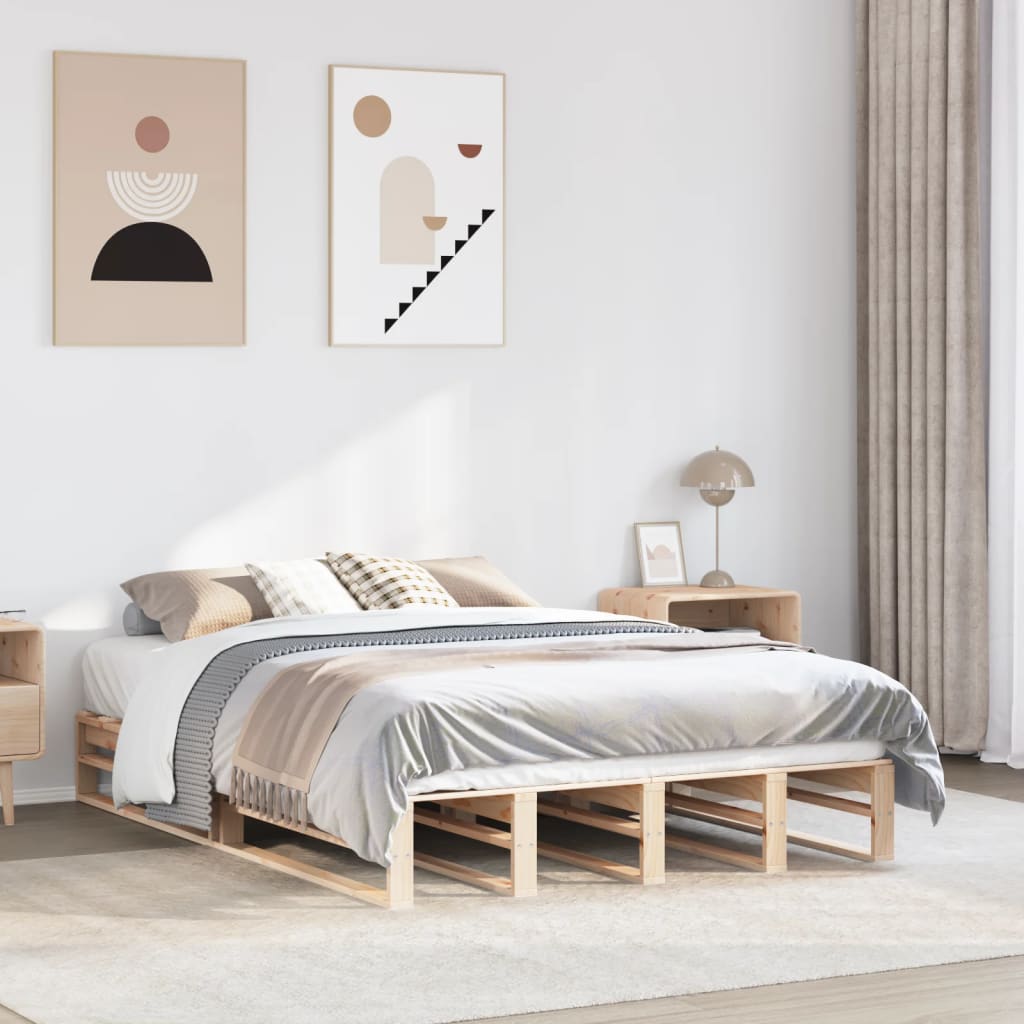 Bedframe zonder matras massief grenenhout 135x190 cm – afbeelding 1
