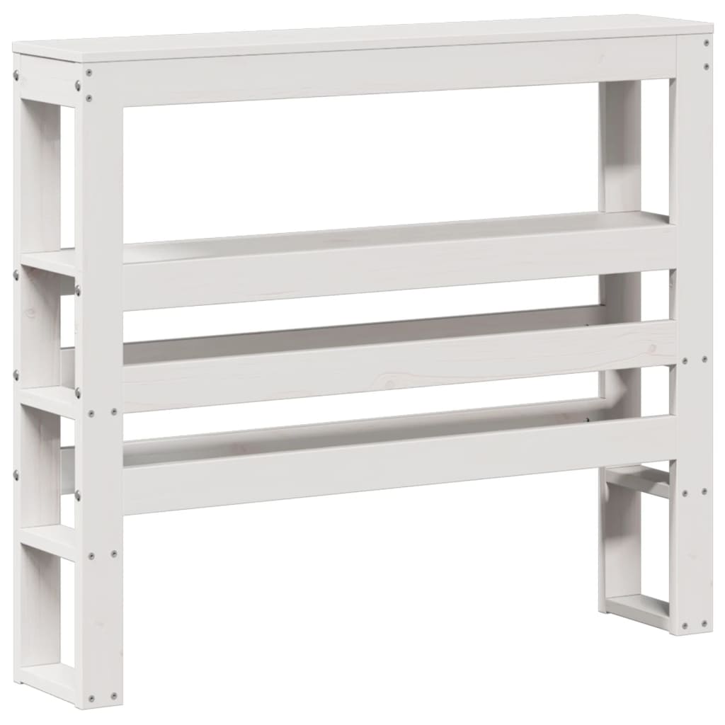 Hoofdbord met schappen 90 cm massief grenenhout wit – afbeelding 2