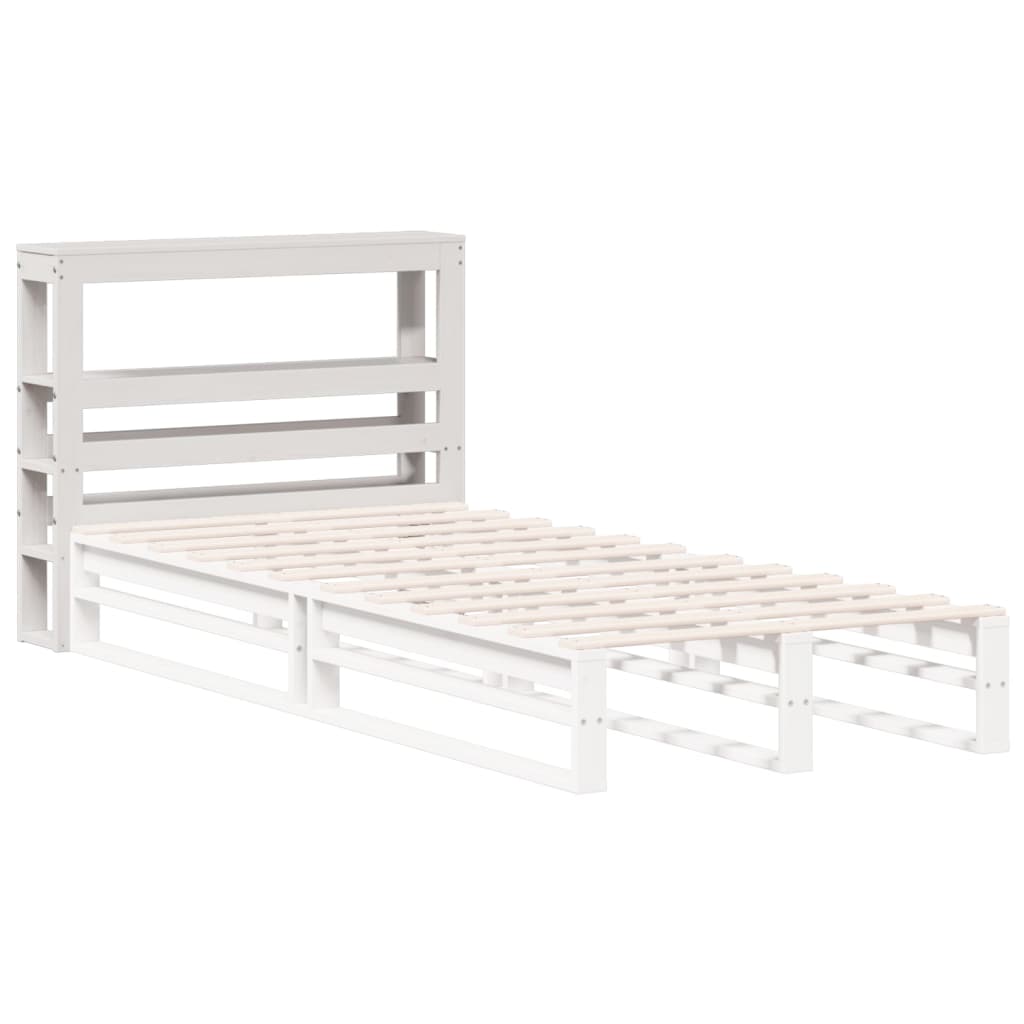 Hoofdbord met schappen 90 cm massief grenenhout wit – afbeelding 4