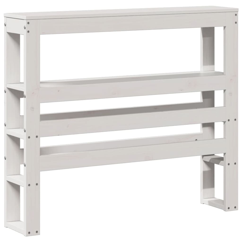 Hoofdbord met schappen 90 cm massief grenenhout wit – afbeelding 6