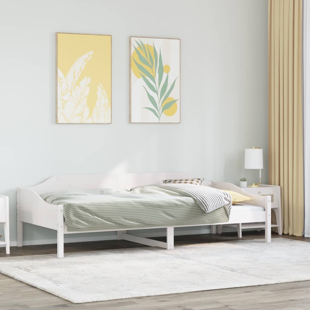 Bedframe zonder matras massief grenenhout wit 90x200 cm – afbeelding 1