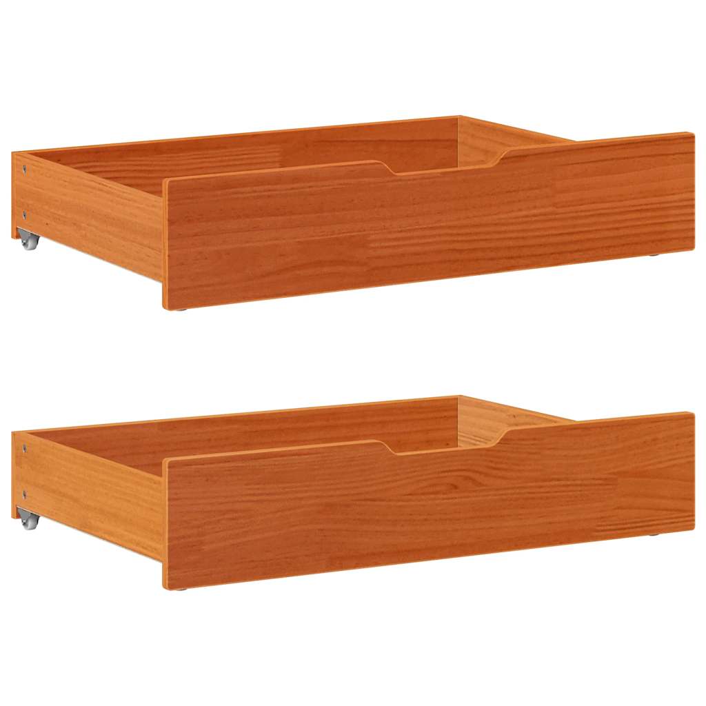 Bedlades 2 st 85x55x17 massief grenenhout wasbruin