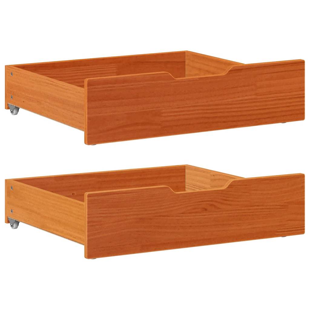 Bedlades 2 st 75x55x17 massief grenenhout wasbruin