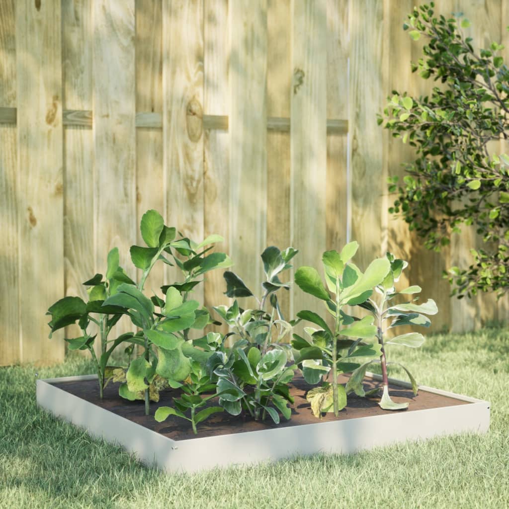 Plantenbak verhoogd 100x100x18,5 cm staal wit – afbeelding 1