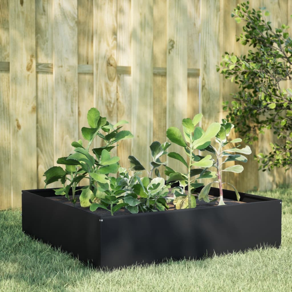 Plantenbak verhoogd 100x100x41 cm staal zwart