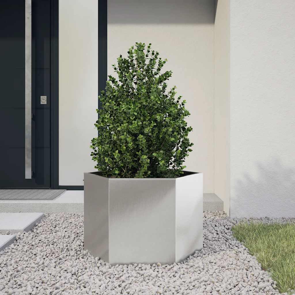 Plantenbak zeshoek 69x60x45 cm roestvrijstaal