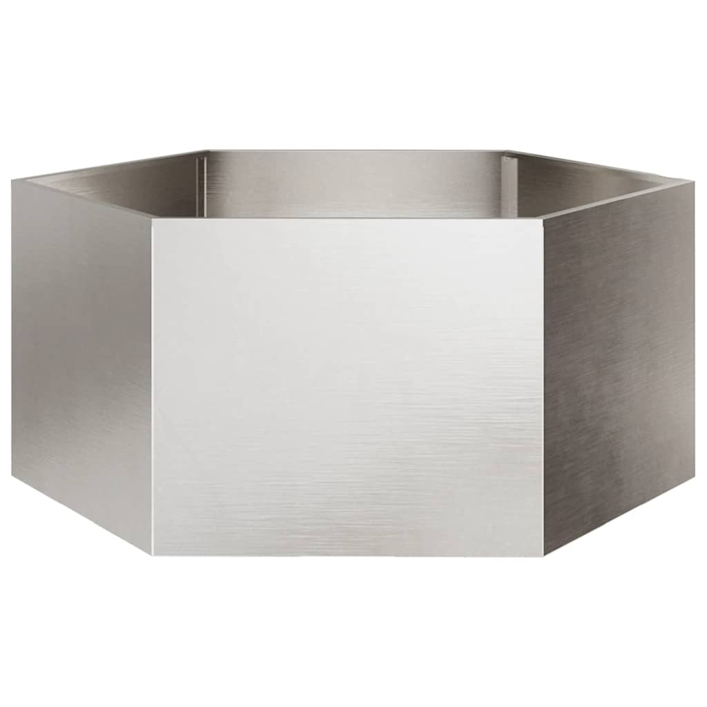 Plantenbak zeshoek 104x90x45 cm roestvrijstaal