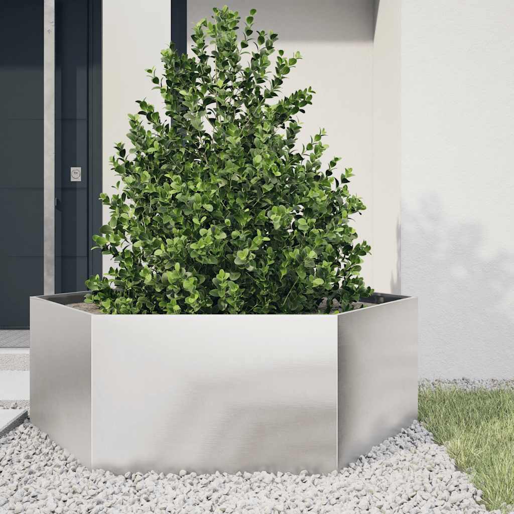 Plantenbak zeshoek 138x120x45 cm roestvrijstaal