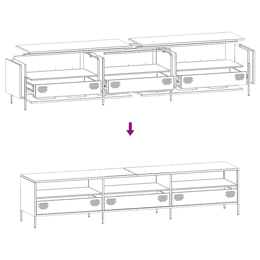 Tv-meubel 202x39x43,5 cm koudgewalst staal olijfgroen – afbeelding 11