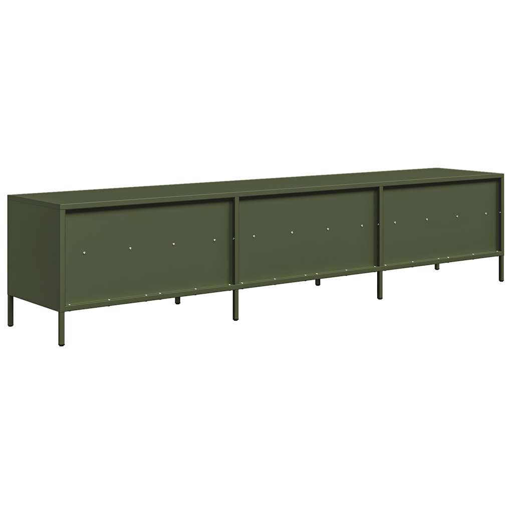 Tv-meubel 202x39x43,5 cm koudgewalst staal olijfgroen – afbeelding 7
