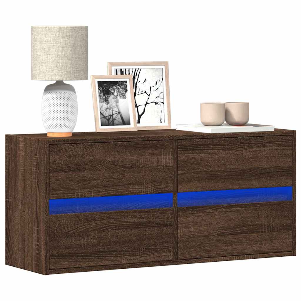 Tv-wandmeubel met LED-verlichting 100x31x45 cm bruin eikenkleur – afbeelding 1