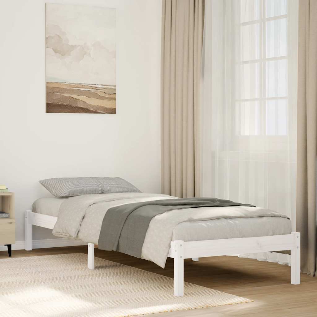 Bedframe extra lang zonder matras grenenhout wit 100x210 cm – afbeelding 1