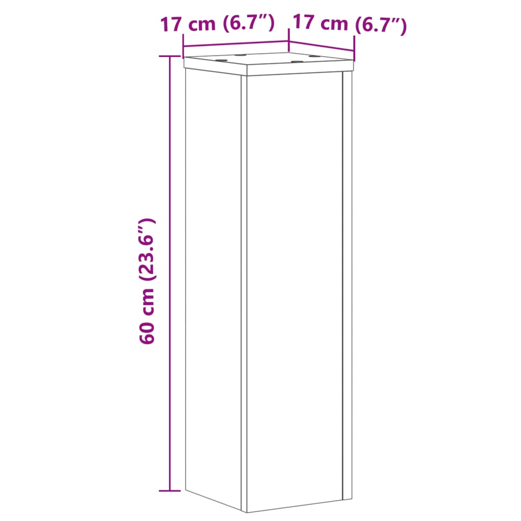 Plantenstandaards 2 st 17x17x60 cm bewerkt hout zwart – afbeelding 11