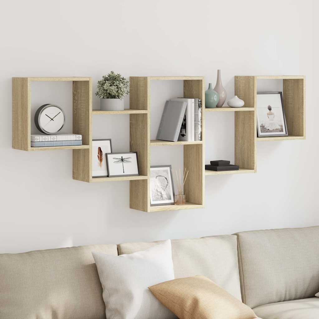 Wandschap 159x18x66 cm bewerkt hout sonoma eikenkleurig