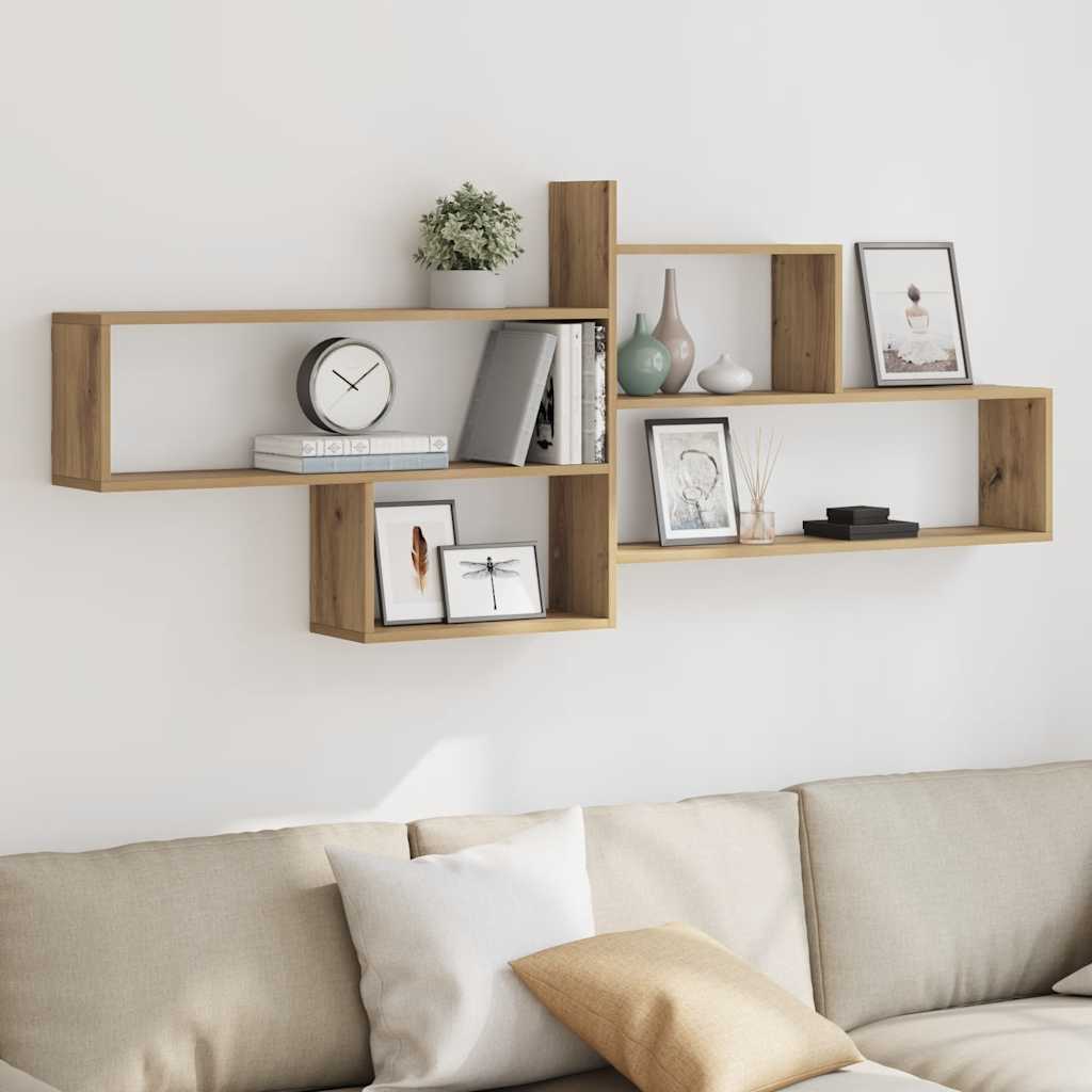 Wandschap 167,5x18x68 cm bewerkt hout artisanaal eikenkleurig
