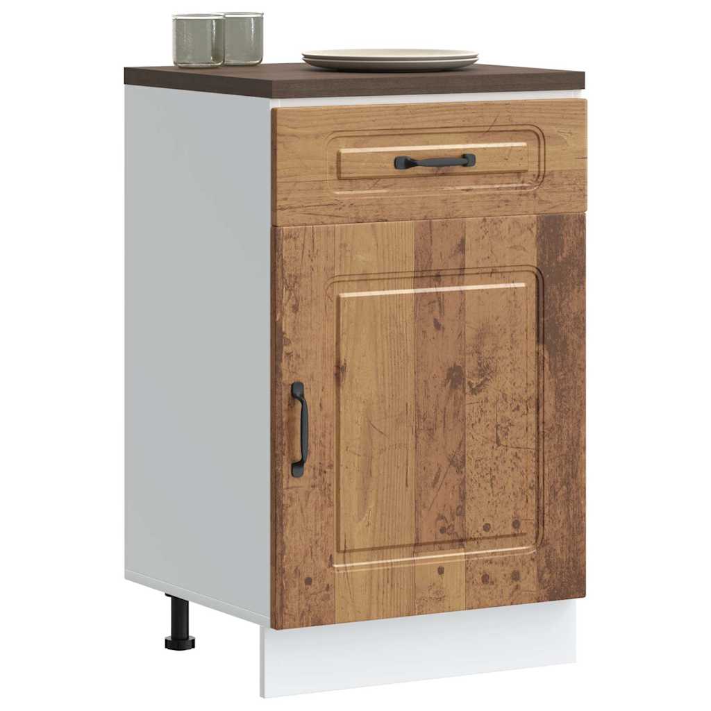 Onderkast Kalmar bewerkt hout oud houtkleurig – afbeelding 1