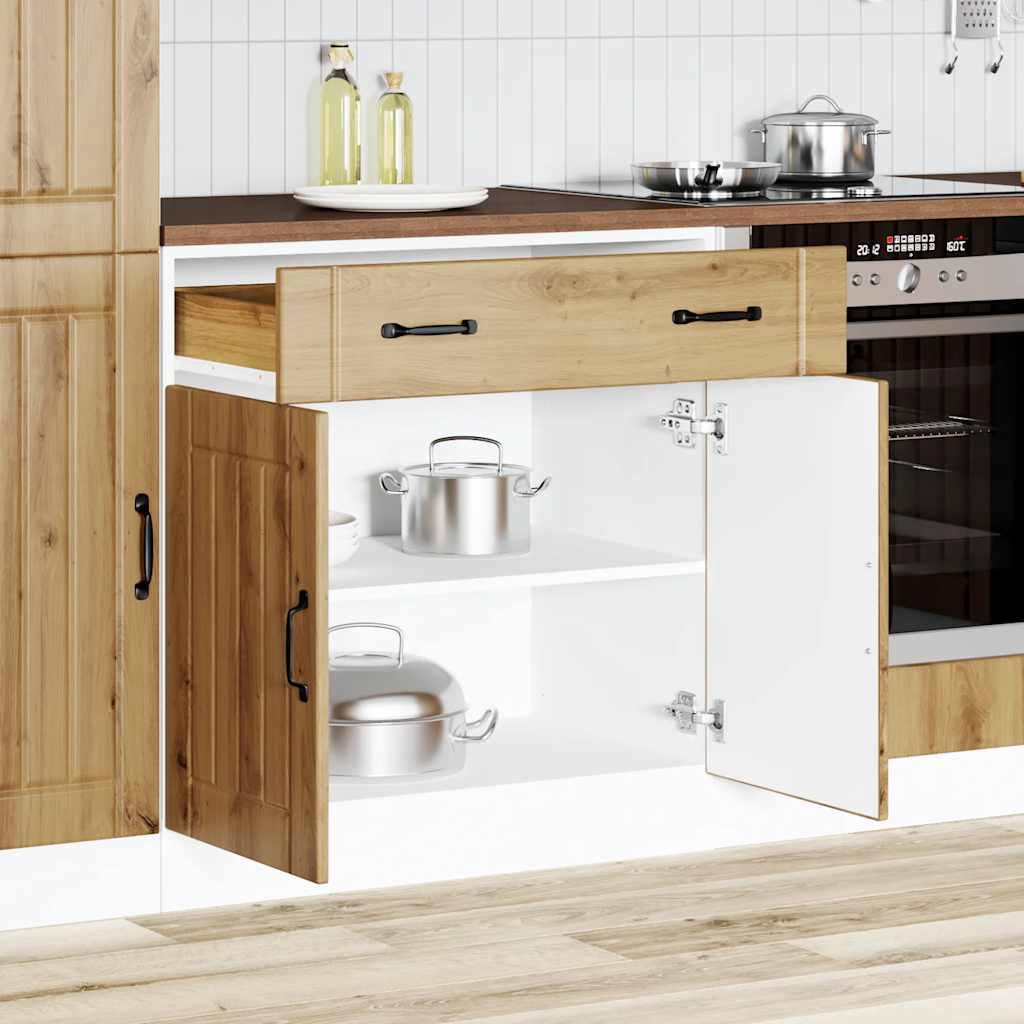 Onderkast Lucca bewerkt hout artisanaal eikenkleur