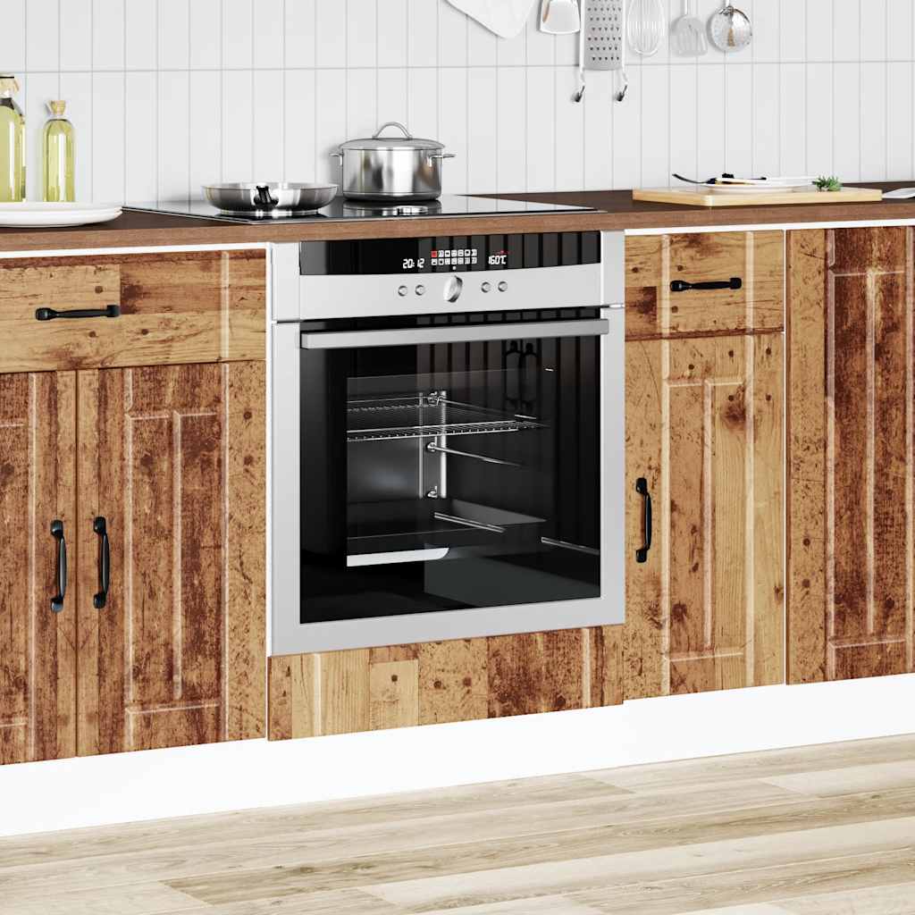 Ovenkast Lucca bewerkt hout oud houtkleurig