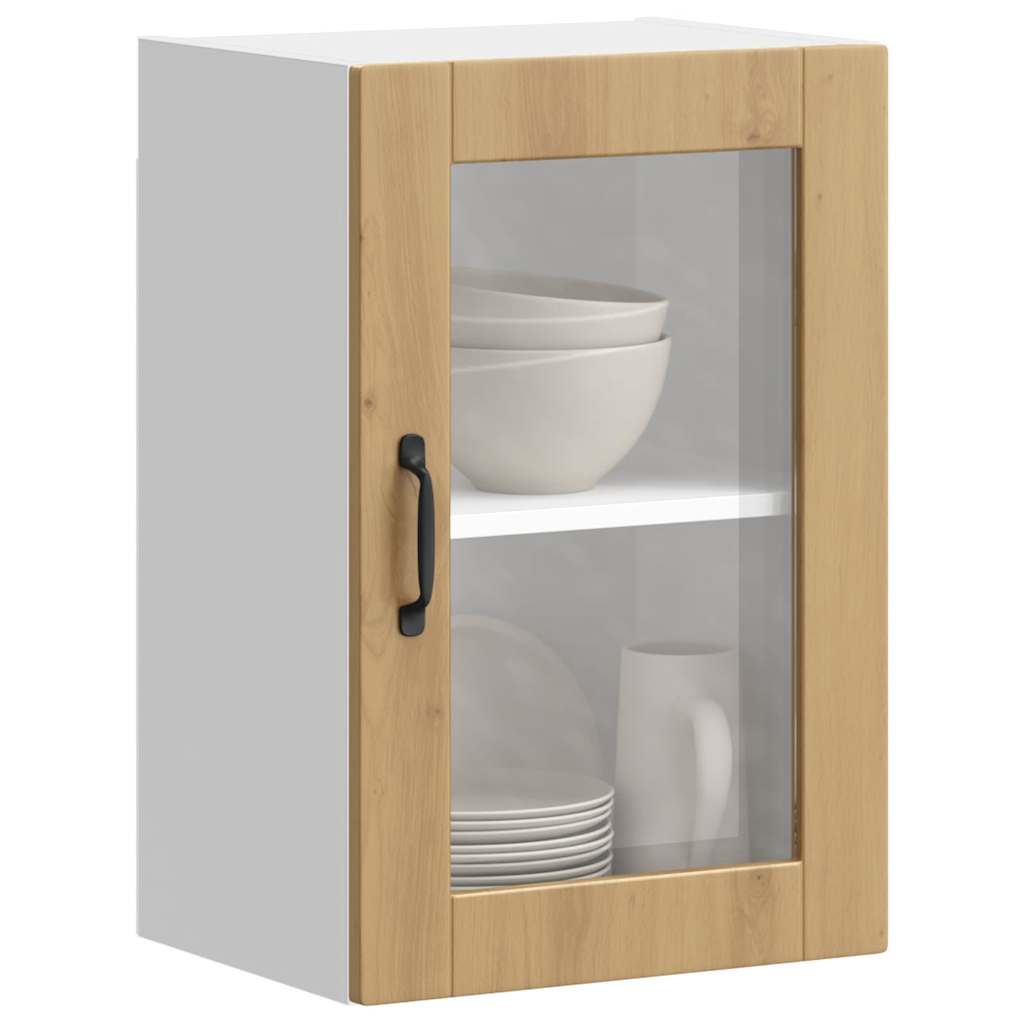 Keukenbovenkast met glazen deur Porto artisanaal eikenkleur