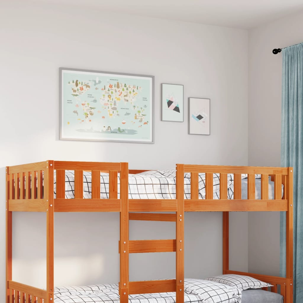 Kinderbed zonder matras massief grenenhout wasbruin 90x200 cm – afbeelding 1