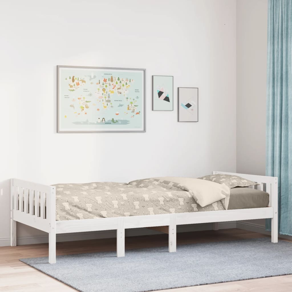 Kinderbed zonder matras massief grenenhout wit 80x200 cm – afbeelding 1