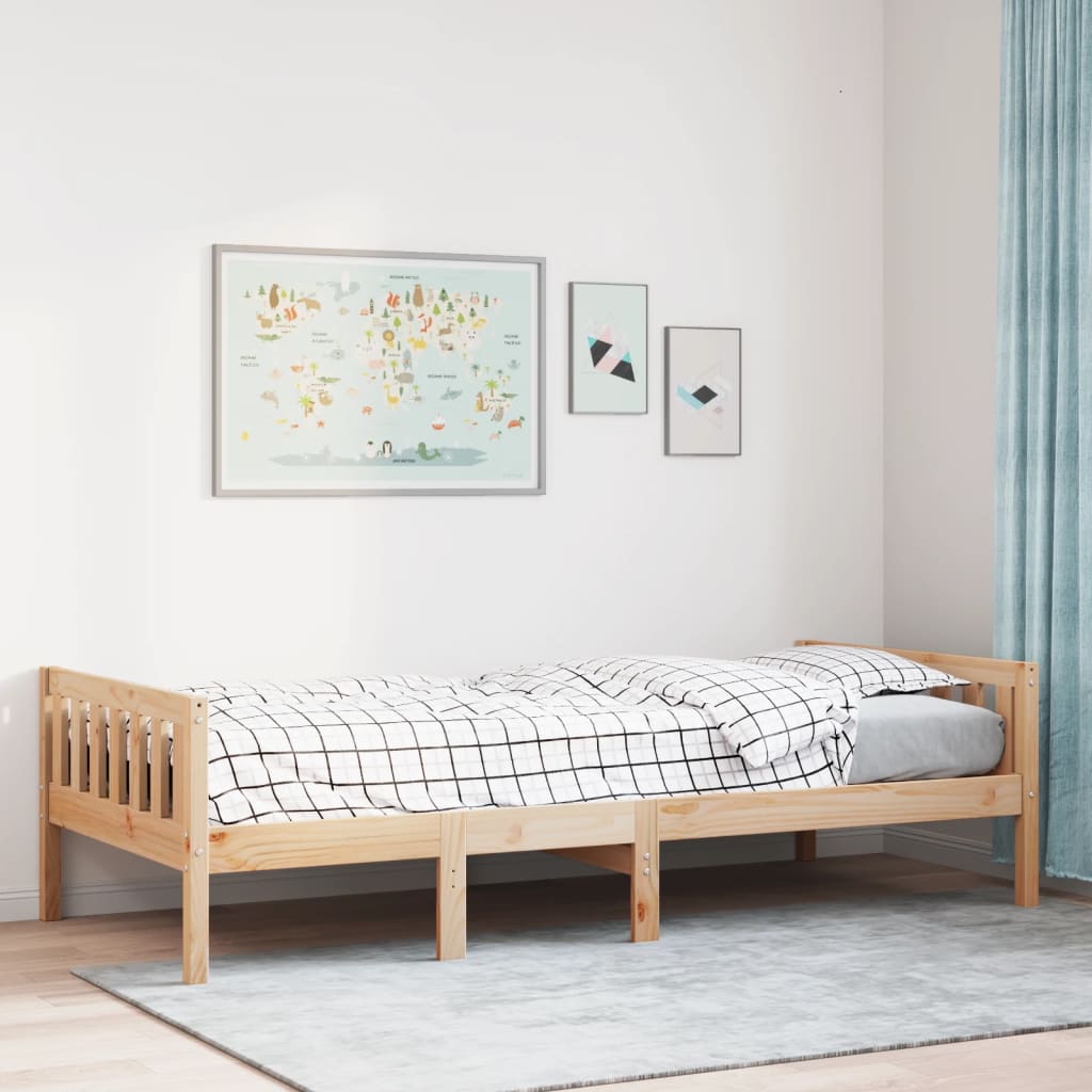 Kinderbed zonder matras massief grenenhout 75x190 cm – afbeelding 1