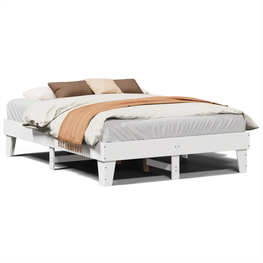 Bedframe zonder matras massief grenenhout wit 160x200 cm – afbeelding 2