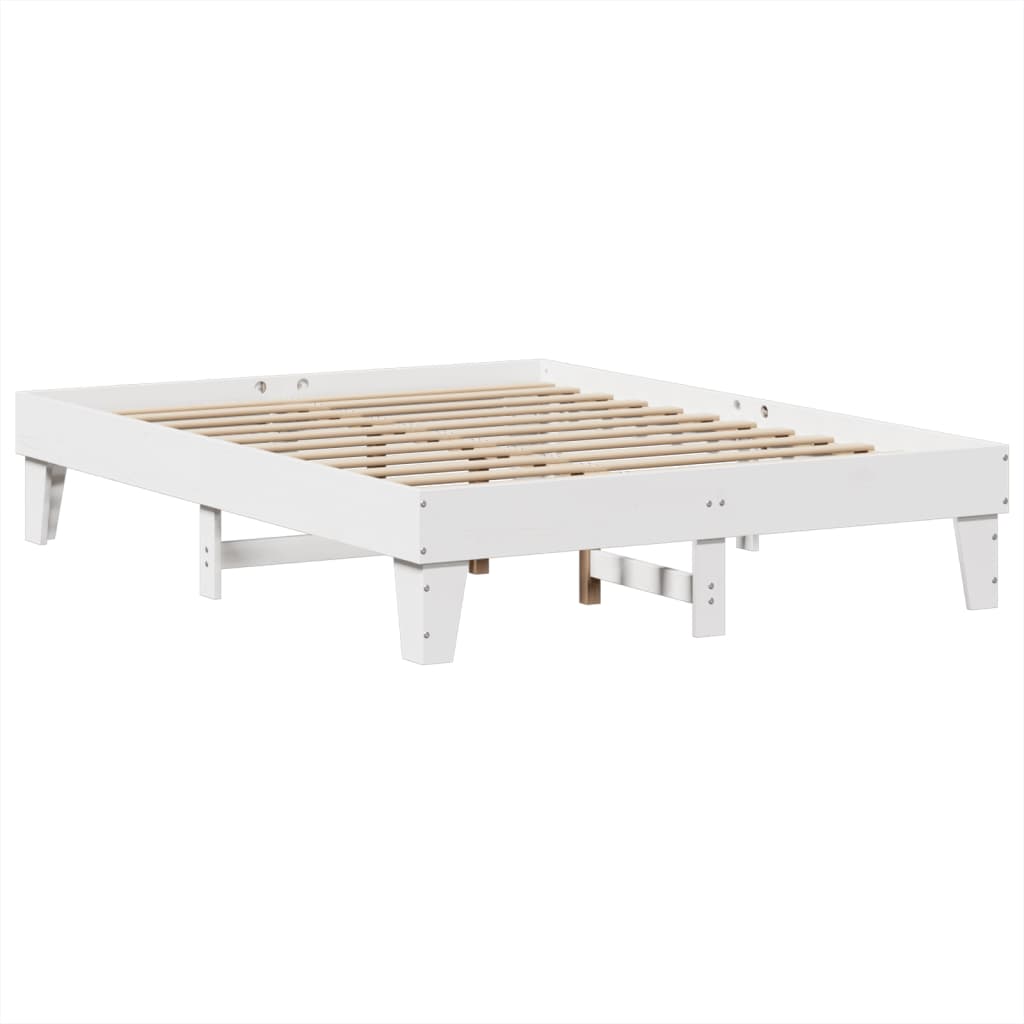 Bedframe zonder matras massief grenenhout wit 160x200 cm – afbeelding 3