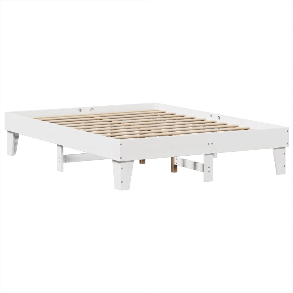 Bedframe zonder matras massief grenenhout wit 160x200 cm – afbeelding 6