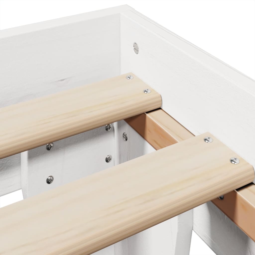 Bedframe zonder matras massief grenenhout wit 160x200 cm – afbeelding 7