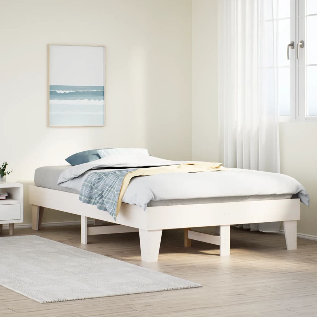 Bedframe zonder matras massief grenenhout wit 120x200 cm – afbeelding 1