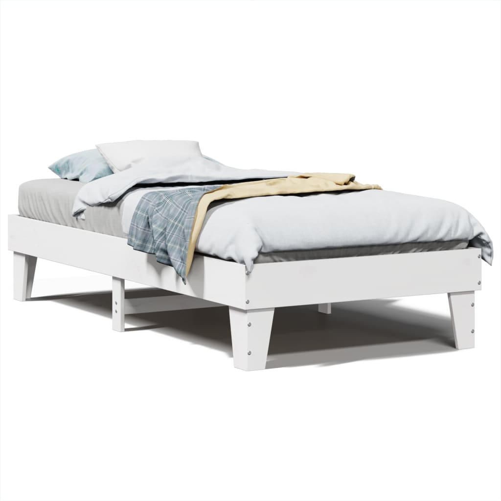 Bedframe zonder matras massief grenenhout wit 140x200 cm – afbeelding 2