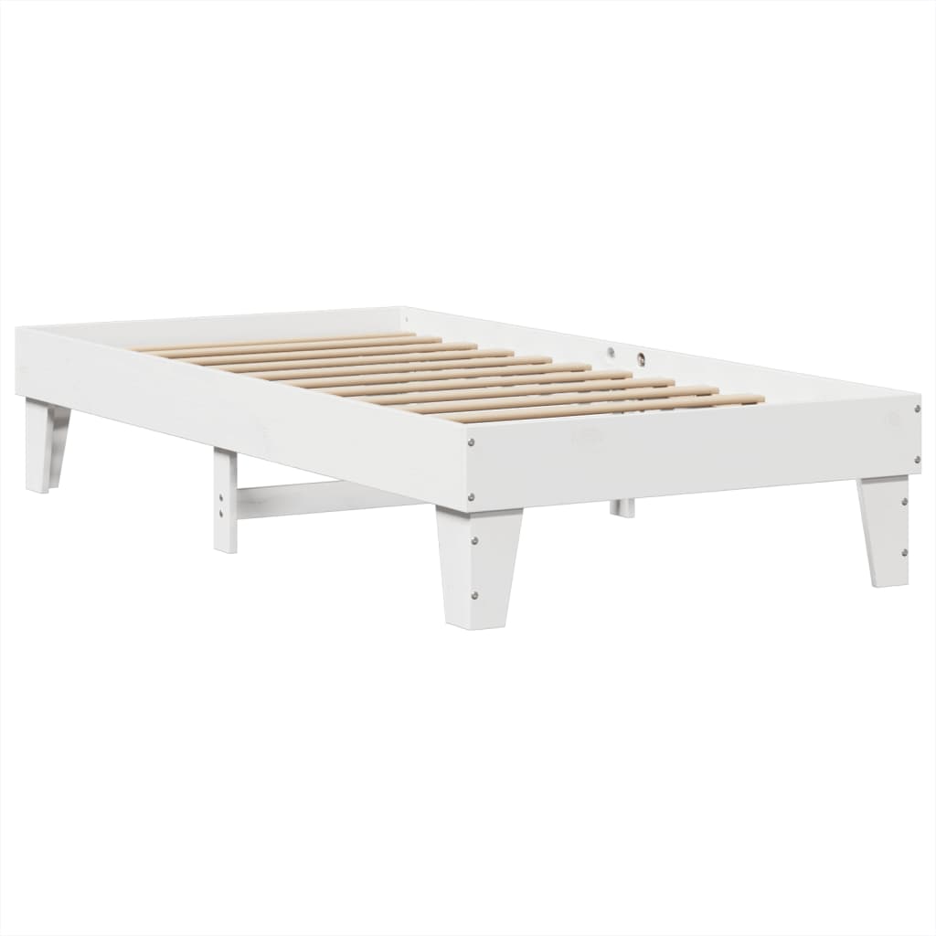 Bedframe zonder matras massief grenenhout wit 140x200 cm – afbeelding 3