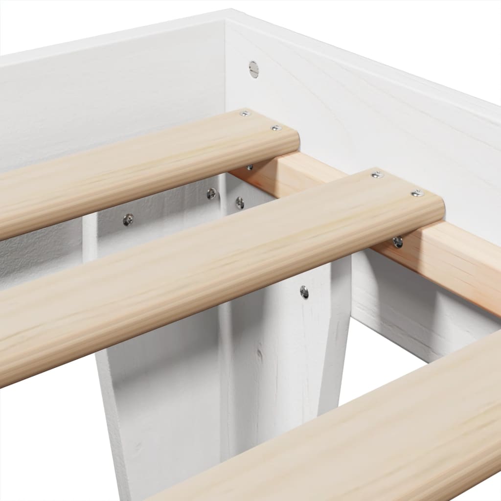 Bedframe zonder matras massief grenenhout wit 140x200 cm – afbeelding 7