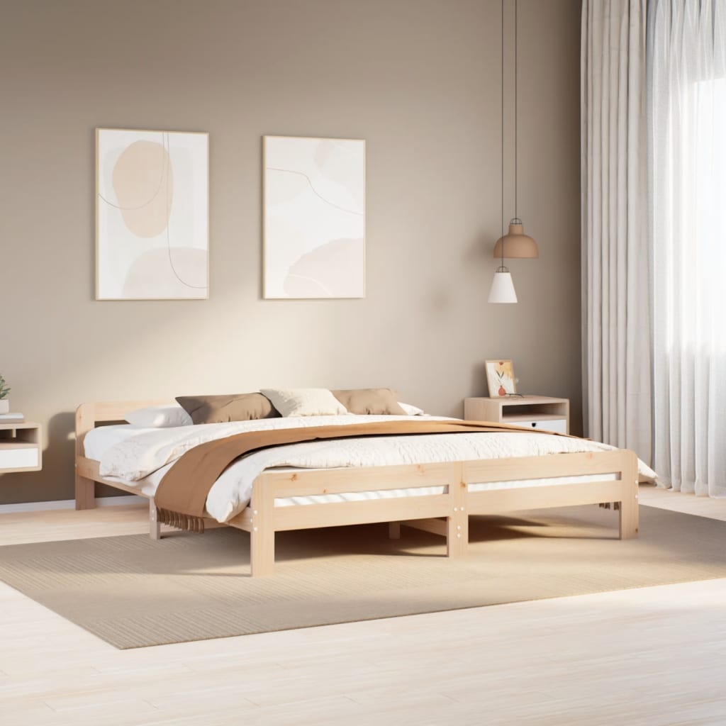 Bedframe zonder matras massief grenenhout 200x200 cm – afbeelding 1