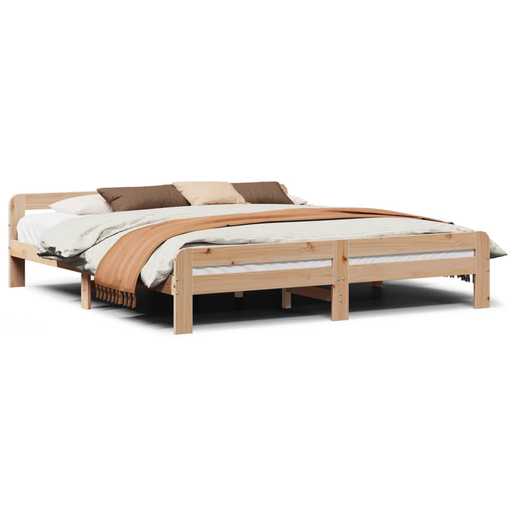 Bedframe zonder matras massief grenenhout 200x200 cm – afbeelding 2