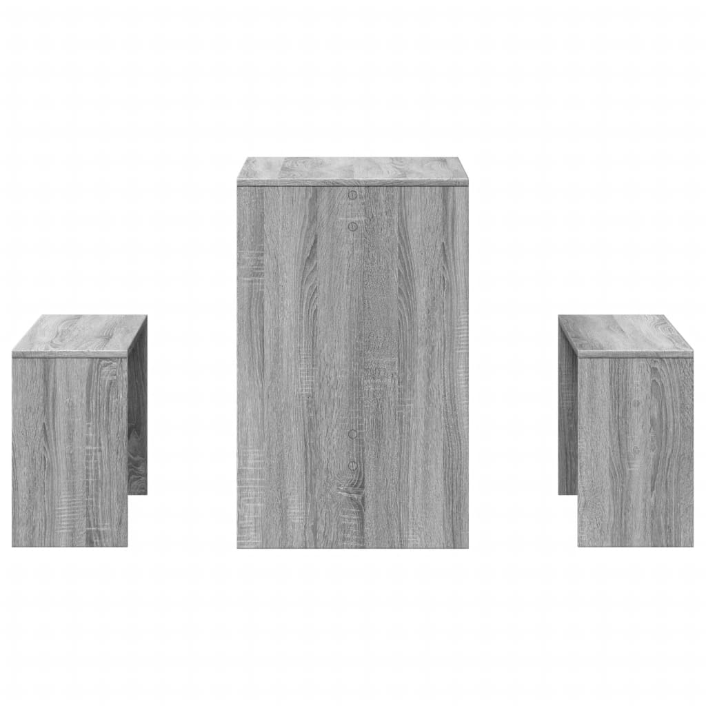 3-delige Eettafel en bankenset bewerkt hout grijs sonoma eiken – afbeelding 5